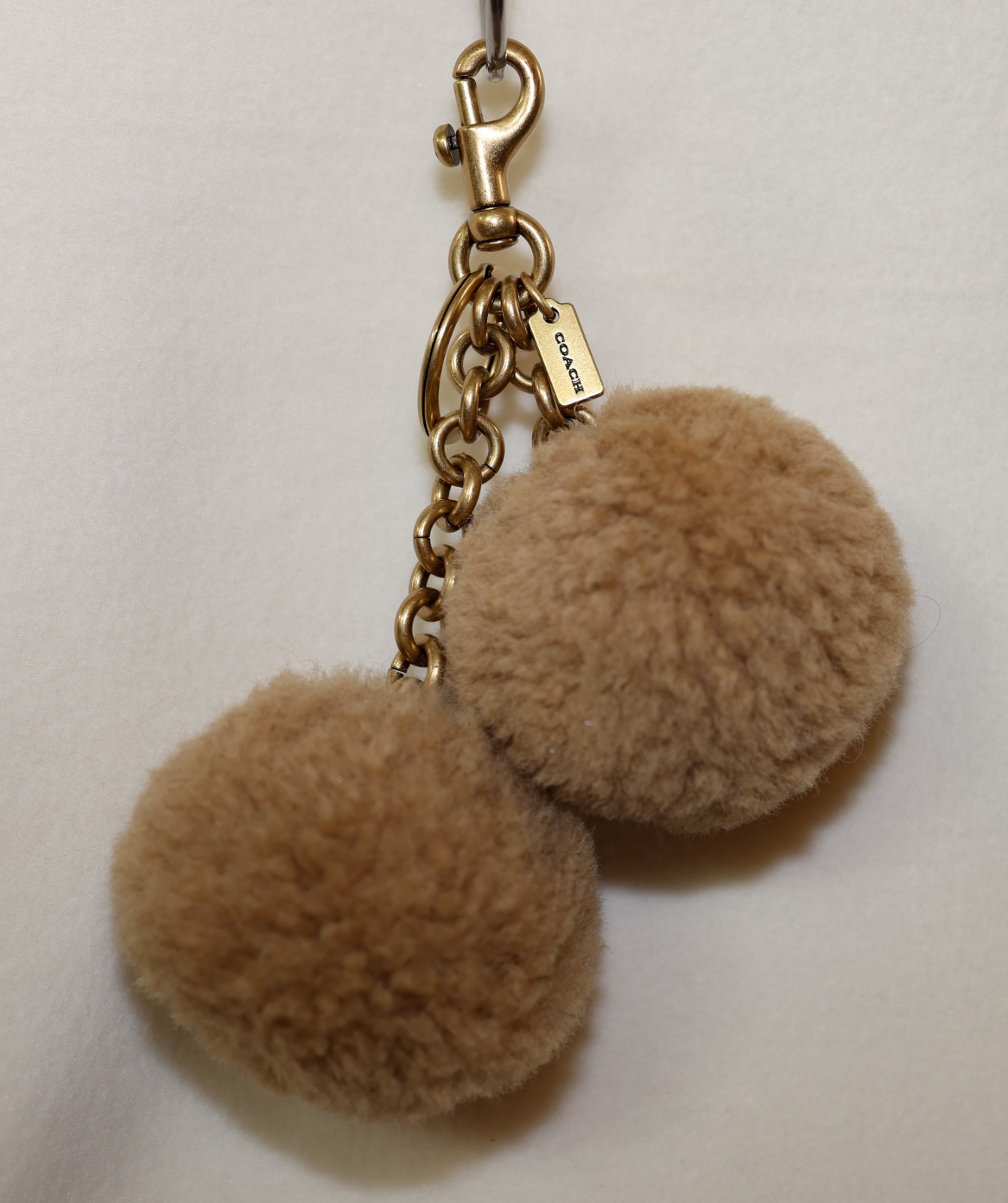 COACH (Re)Loved Remade Key Chain Bag Charm With Pom Pom Style CBQ94 BROWN MULTI
