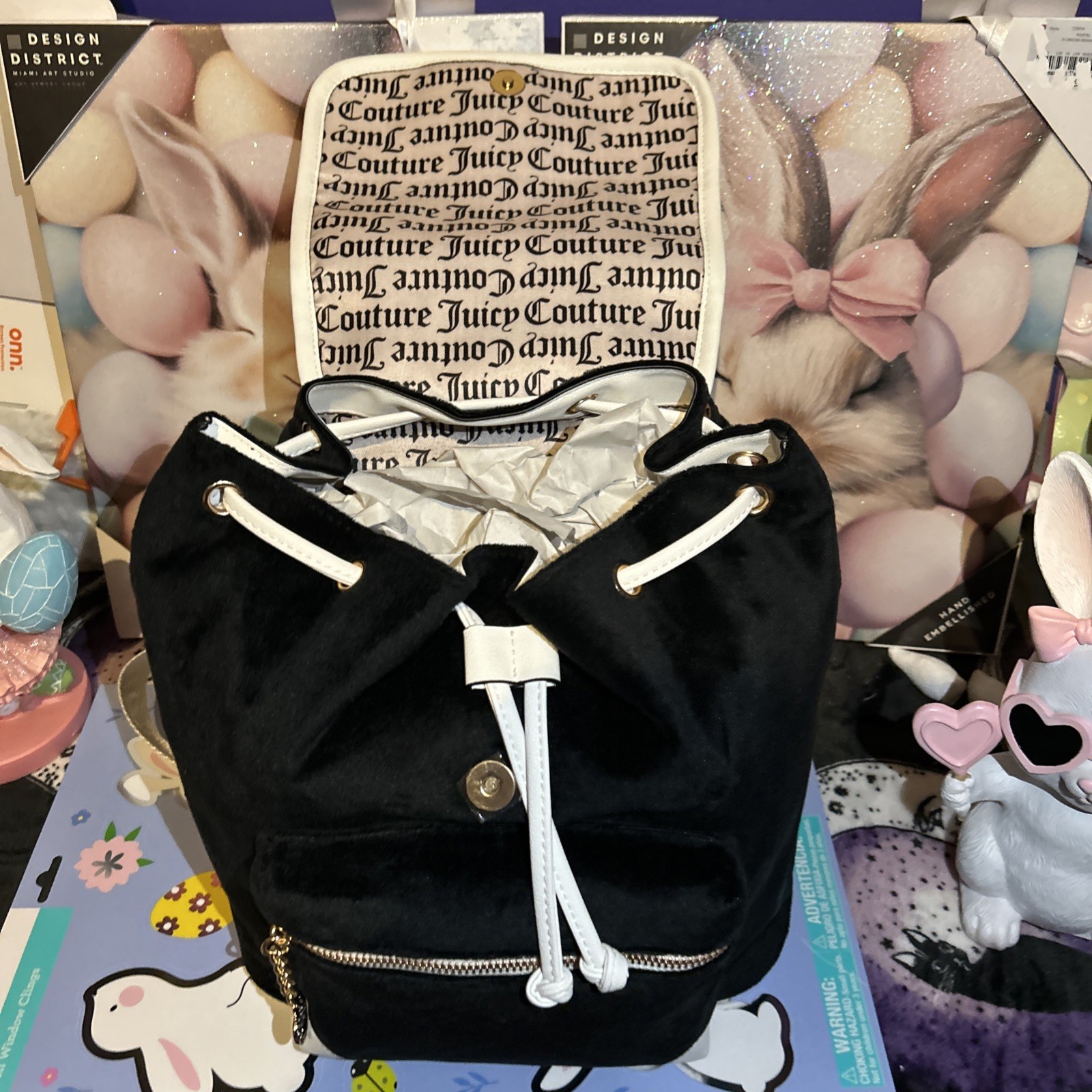 NWT Juicy Couture Juicy In Bloom Liquorice Black Backpack