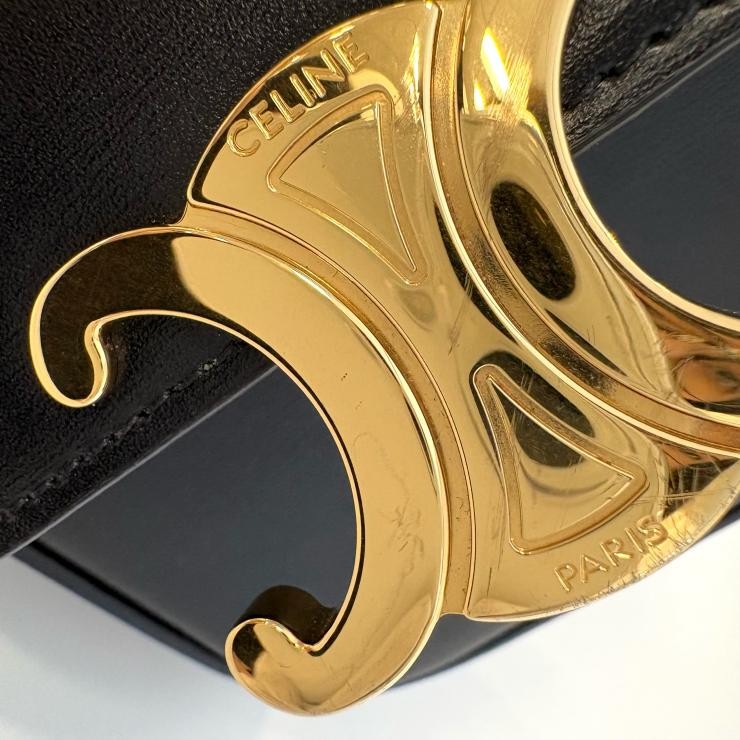 AUTHENTIC CELINE Triomphe Calfskin 10I513DPV mini claude Shoulder Bag black
