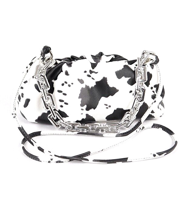 BNWT Cow Print Chunky Chain Accent Crossbody Swing Bag