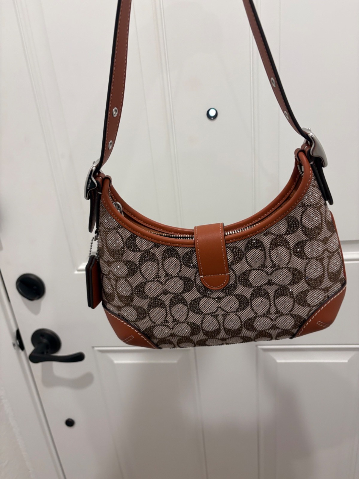 Coach Hamptons Hobo Burnished Amber Crystal Signature Jacquard NWT Gift Boxed