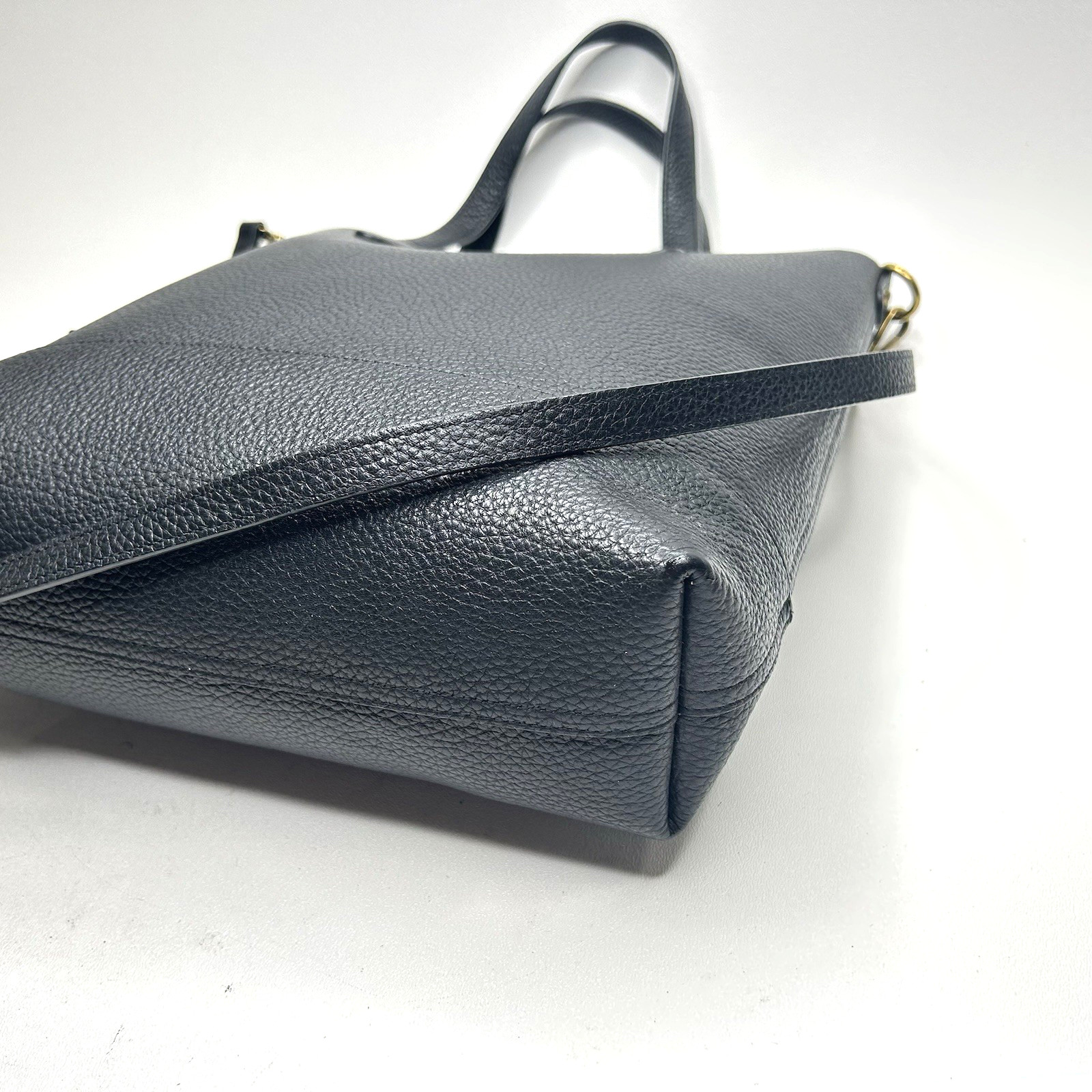 Melrose & Market Audrey Pebbled Leather Convertible Tote Bag Black EUC