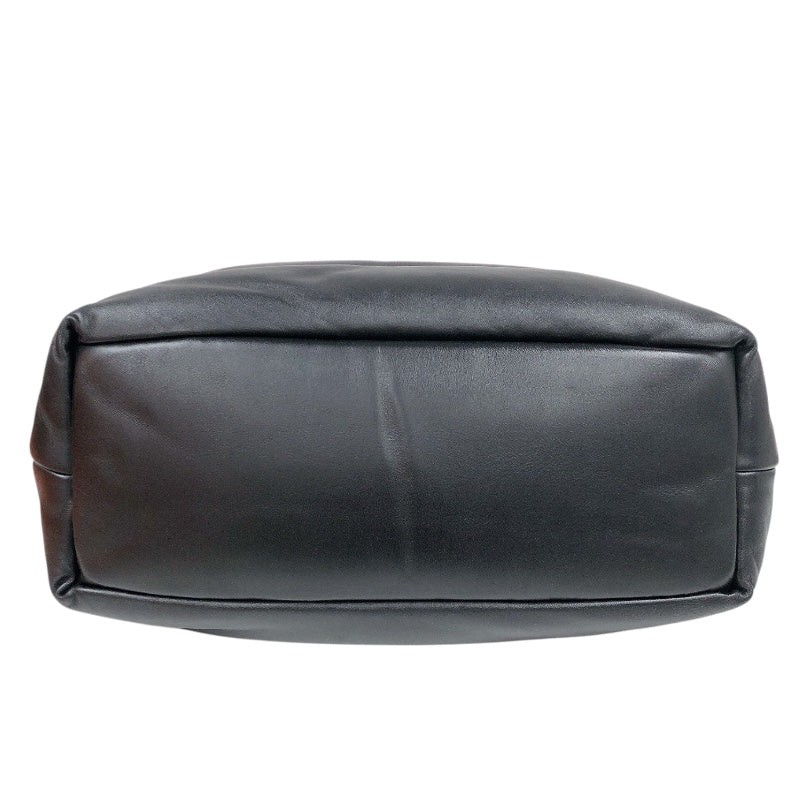 SAINT LAURENT Wide Logo Tote Bag Black Leather Tote 756269 #OKB5160