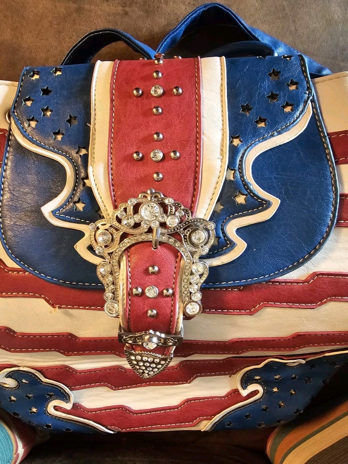 Cowgirl Trendy Backpack/Purse Red White Blue America Patriotic Stars Stripes