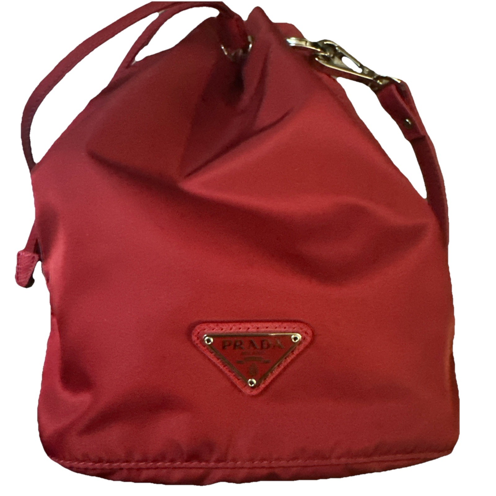 Prada Tessuto Drawstring Pouch In Fuoco 1NA369