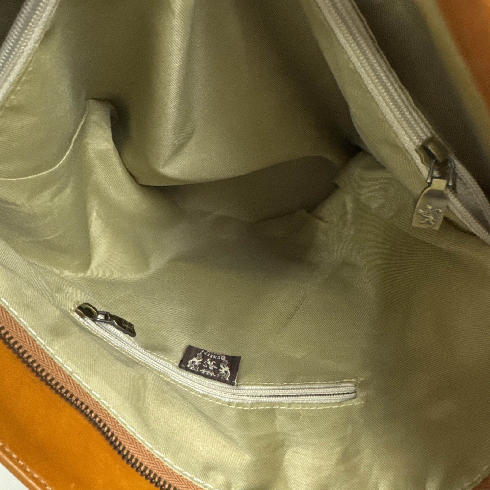 Pratesi Firenze Sant Ellero Cognac Leather Bag Purse ITALY brass hardware