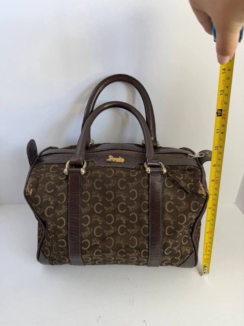 Vintage Old Celine Boston Bag Monogrammed Canvas