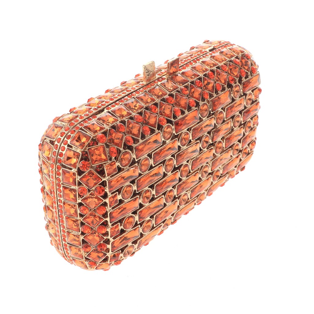 Gold Tone Alloy Metal High End Rhinestone Clutch Bag HB6281-ORG