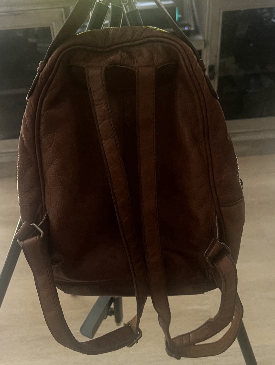 BORN Genuine Leather Backpack Bag Purse Wine Red/Brown EUC Adjustable Straps
