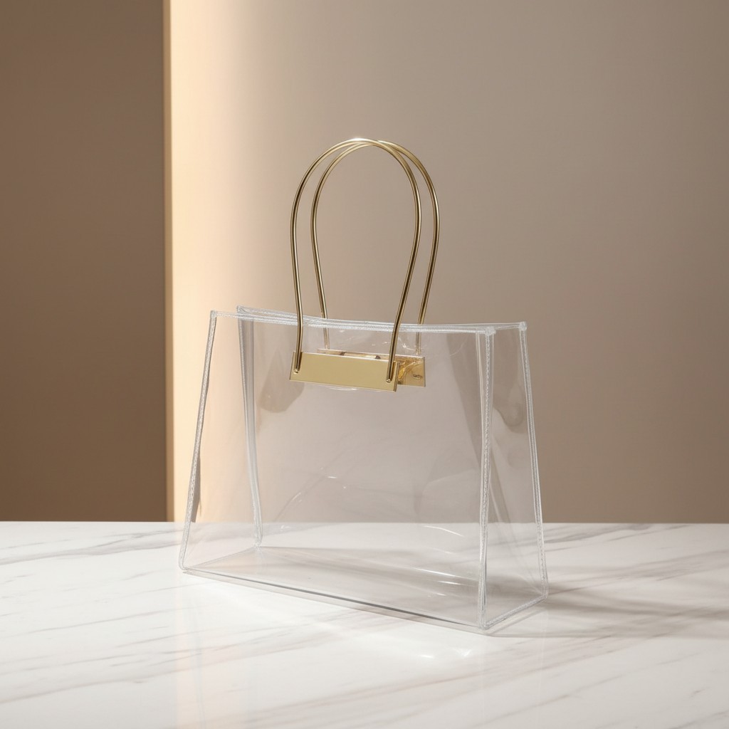 Stadium Approved Clear Stylish Purse Handbag Bag Tote Gold Silver Handles