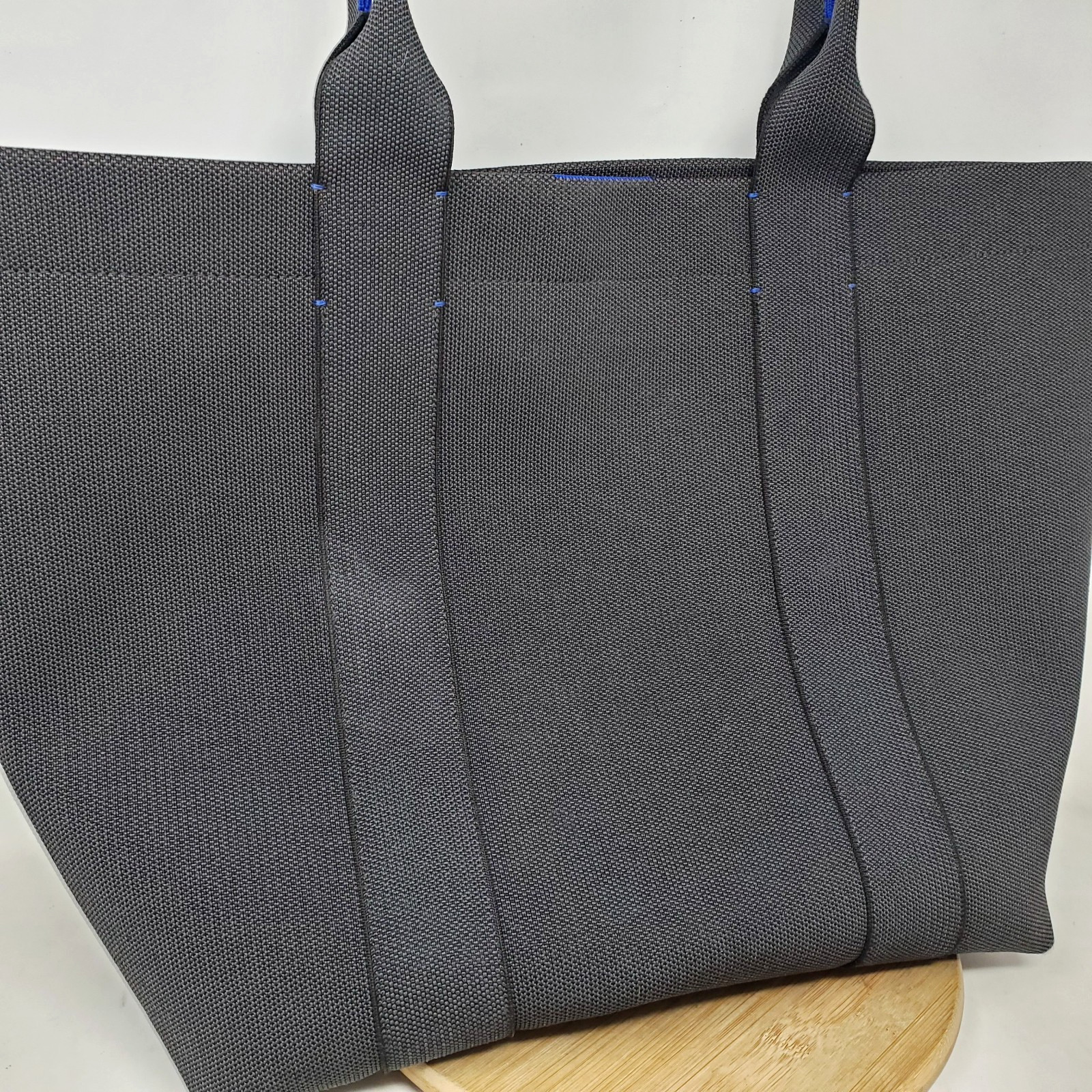 Rothy’s The Essential Tote Dark Grey Blue Trim Large Beach Work Office Bag