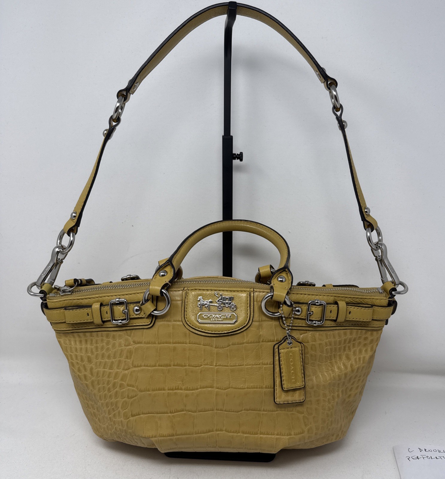 COACH Madison Sophia Embossed Croc Leather Satchel Bag