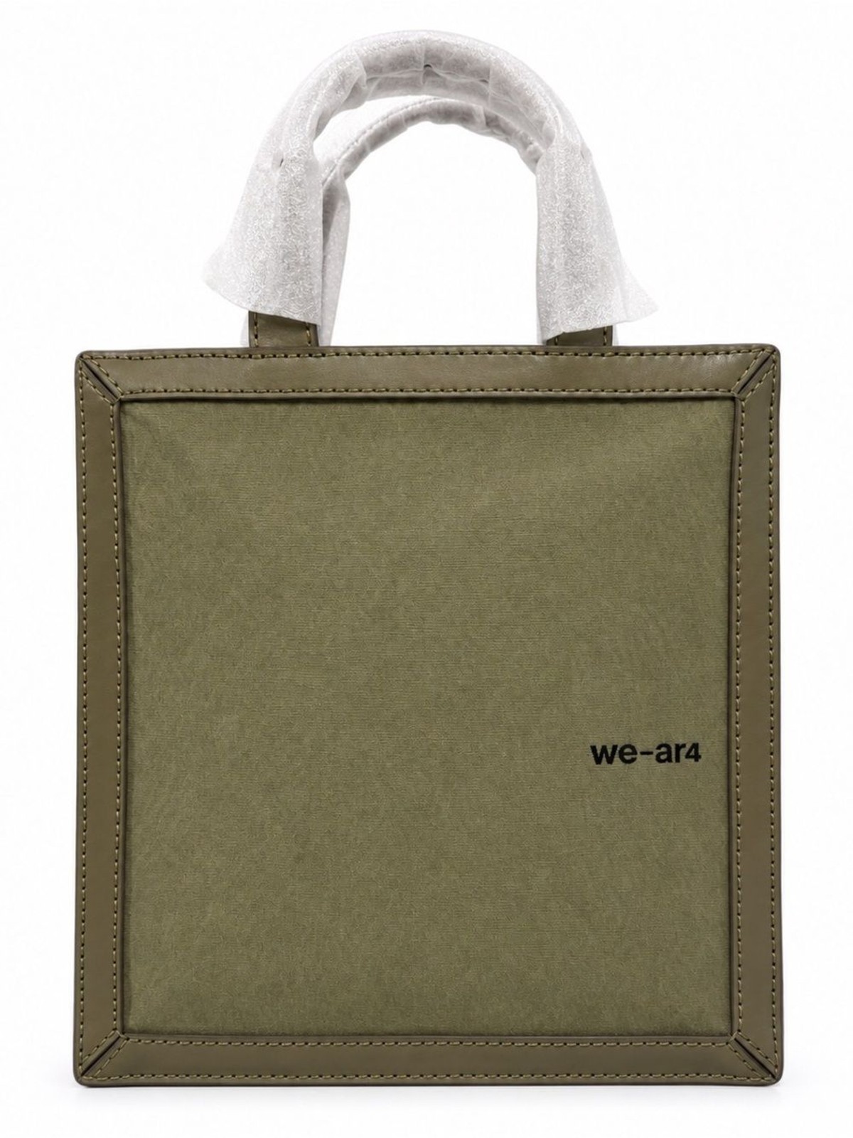 WE-AR4 Olive Green Structured Mini Tote Bag NWT Modern Minimalist Top Handle