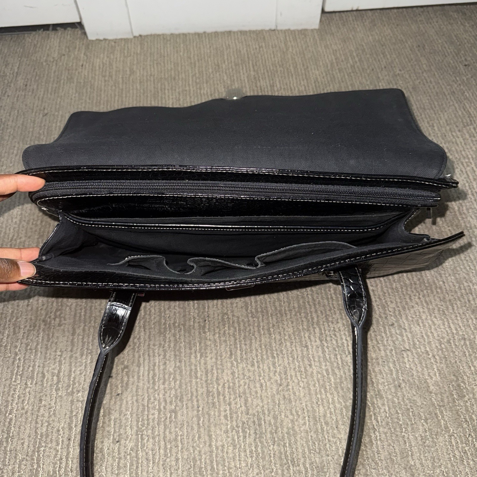Vintage Liz Claiborne Black Croc Embossed Laptop Bag
