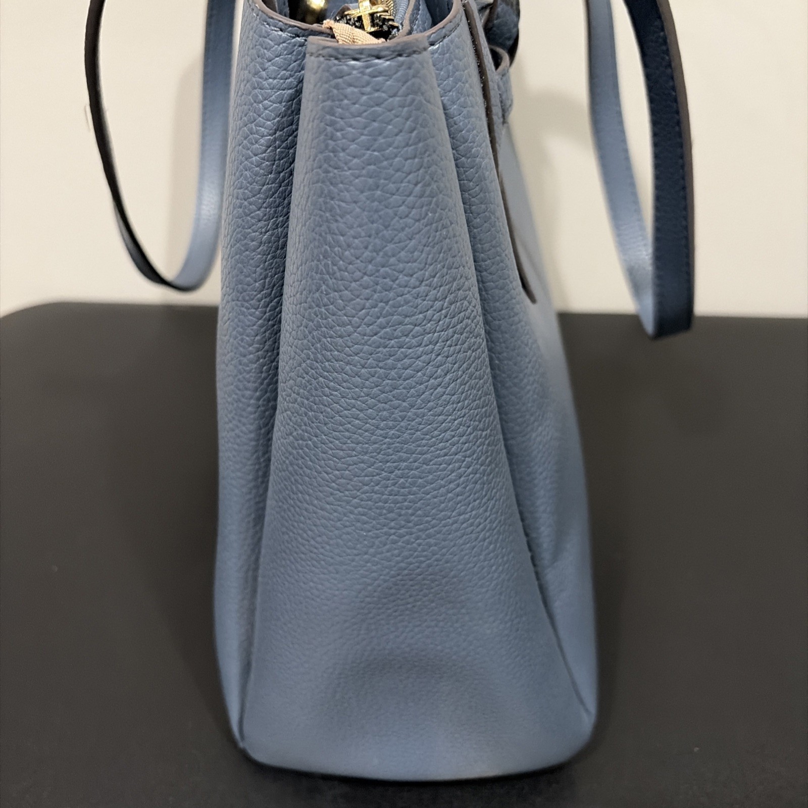 Nanette Lepore Arriss Tote Shoulder Bag Steel Blue Faux Leather Purse