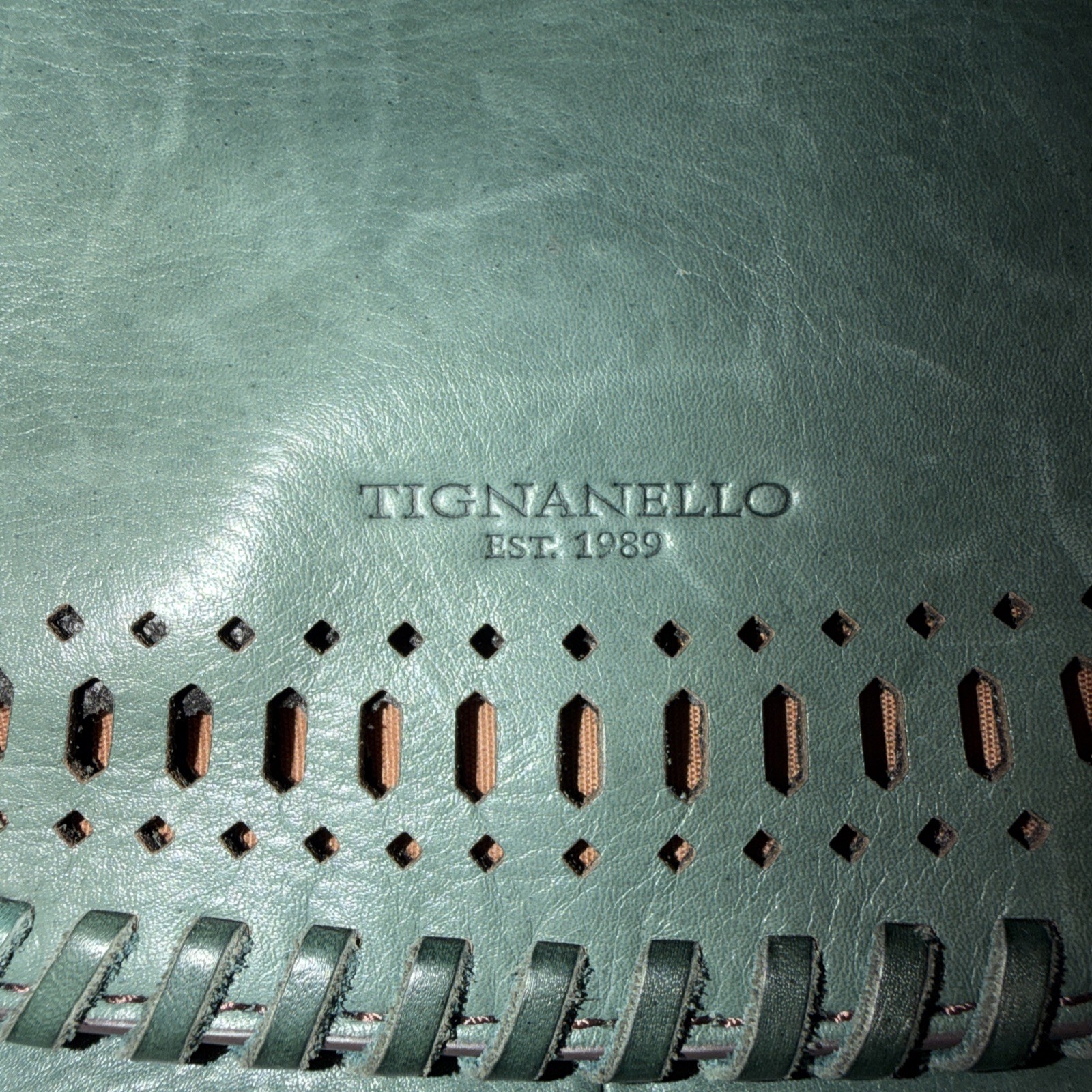 Tignanello Forest Green Distressed Pebbled Leather Shoulder Bag Handbag Purse
