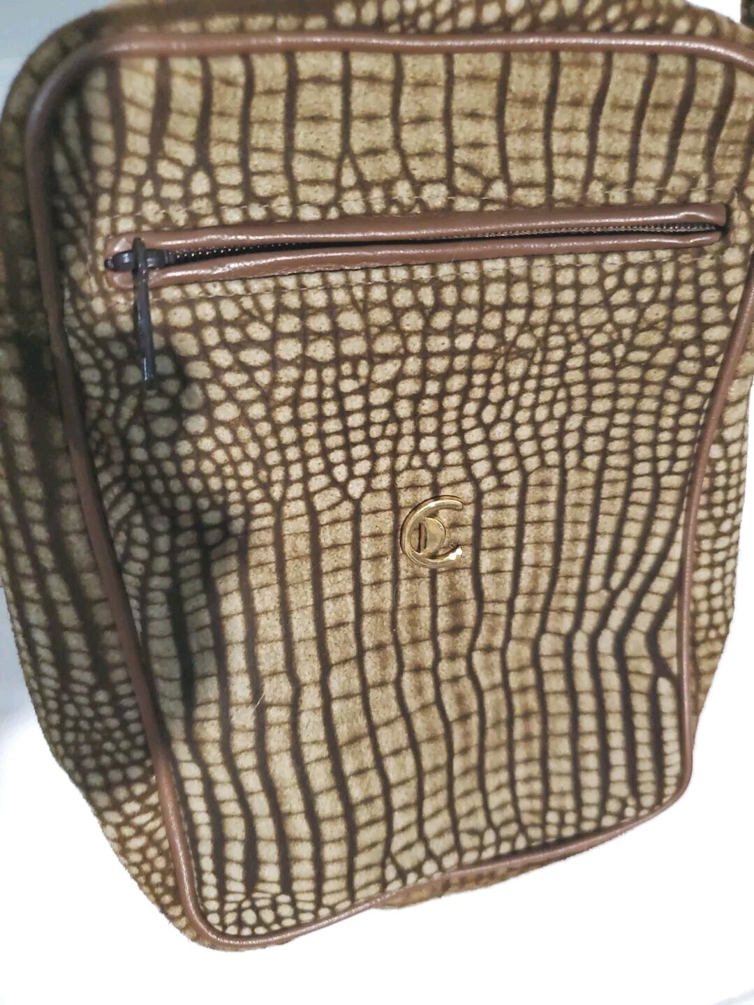 Authentic Castioni Vintage Brown Leather Purse Crossbody 34 In Handle 70s 80s