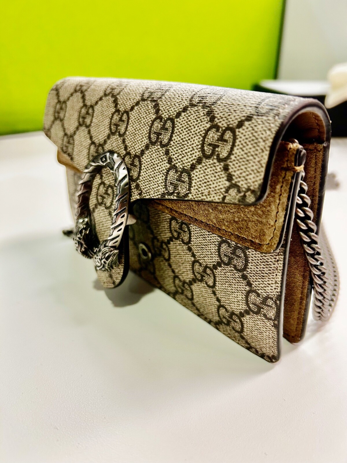 Gucci Dionysus GG Shoulder Bag Mini Brown Suede with original box