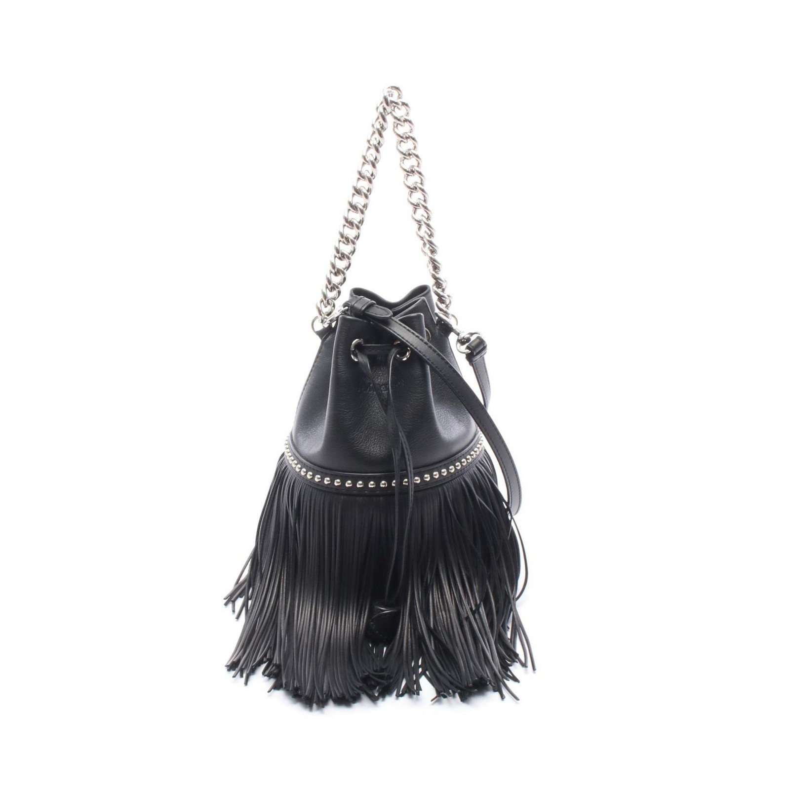 J&M Davidson FRINGE CARNIVAL MINI Shoulder Handbag 1856N 7502 leather Black Used
