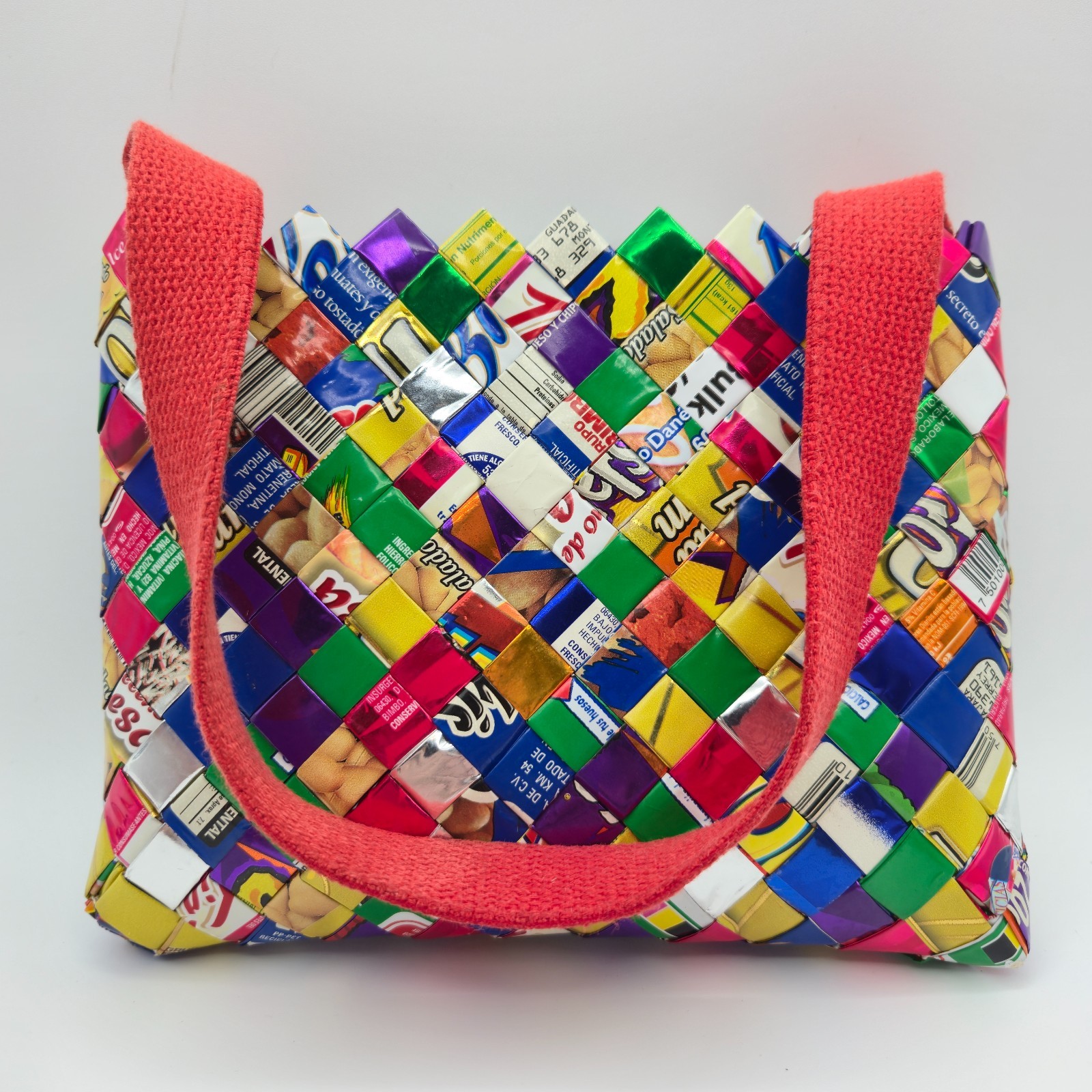 Candy Gum Wrapper Purse Hand Bag Multicolored Recycled Wrappers 7 1/2″ x 4″
