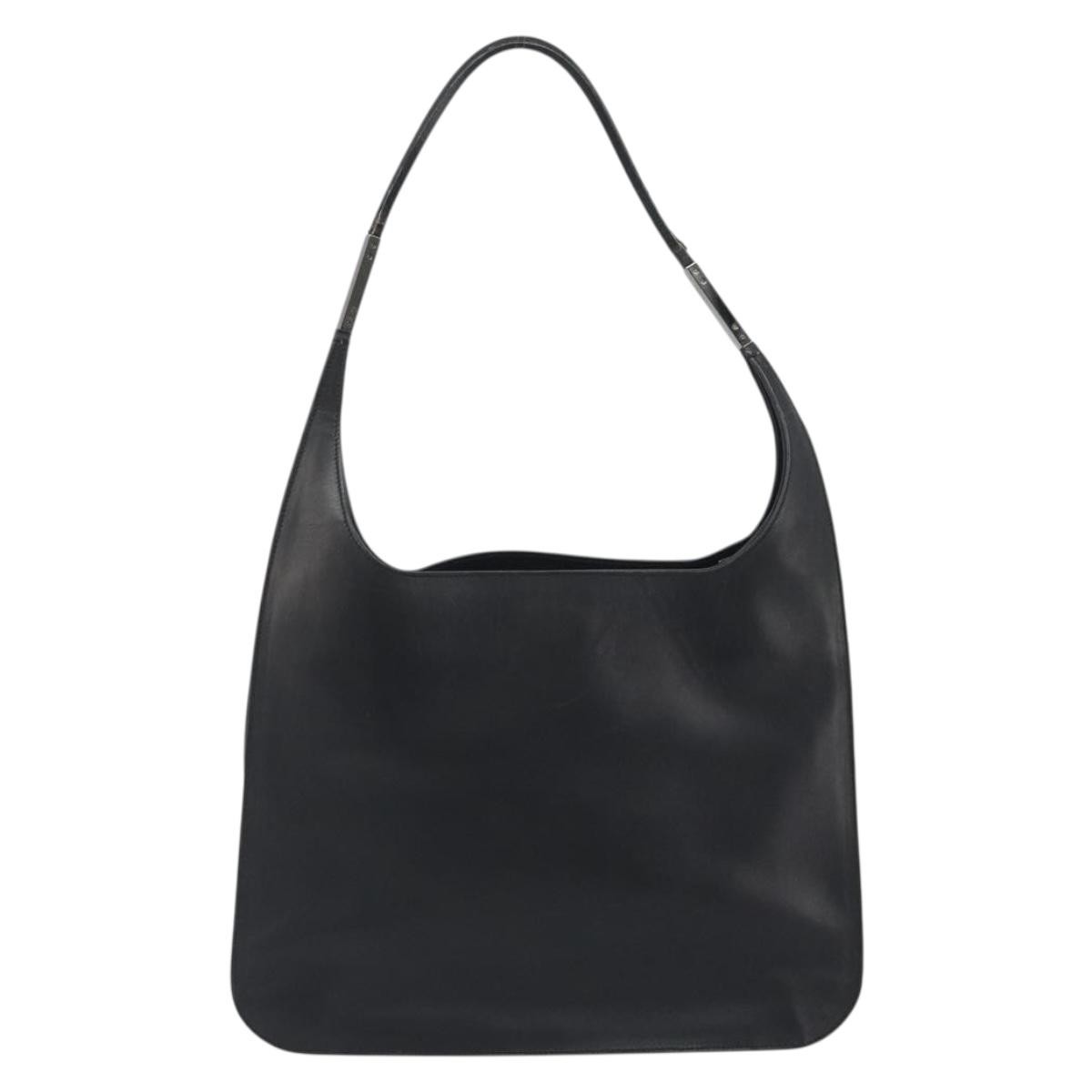 GUCCI Shoulder Bag Leather Black Silver 001 3162 Auth 190579