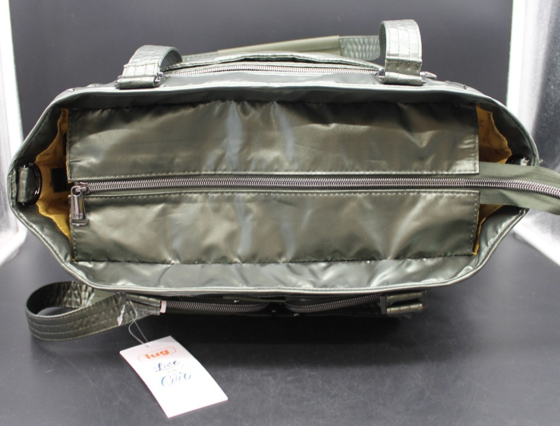 Lug Trotter Quilted Tote Bag NWT Metallic Olive Multi Pocket Travel Work Bag