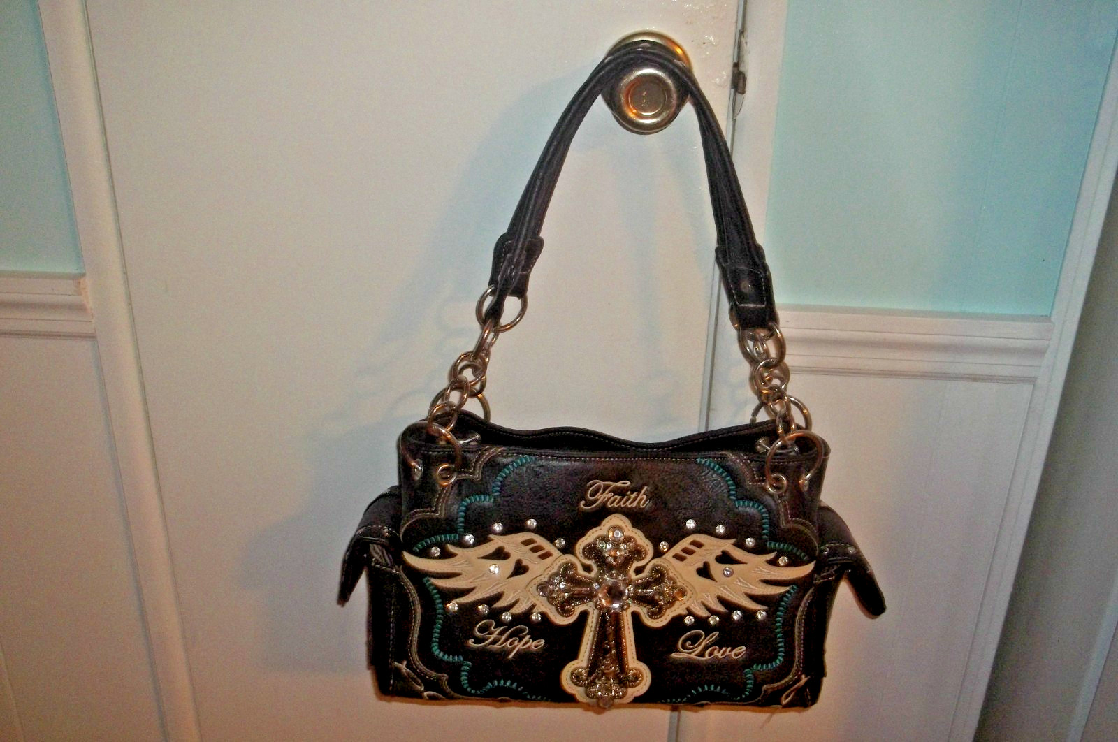 Rhinestone Cross Conceal Carry Shoulder Shoulder Strap Purse