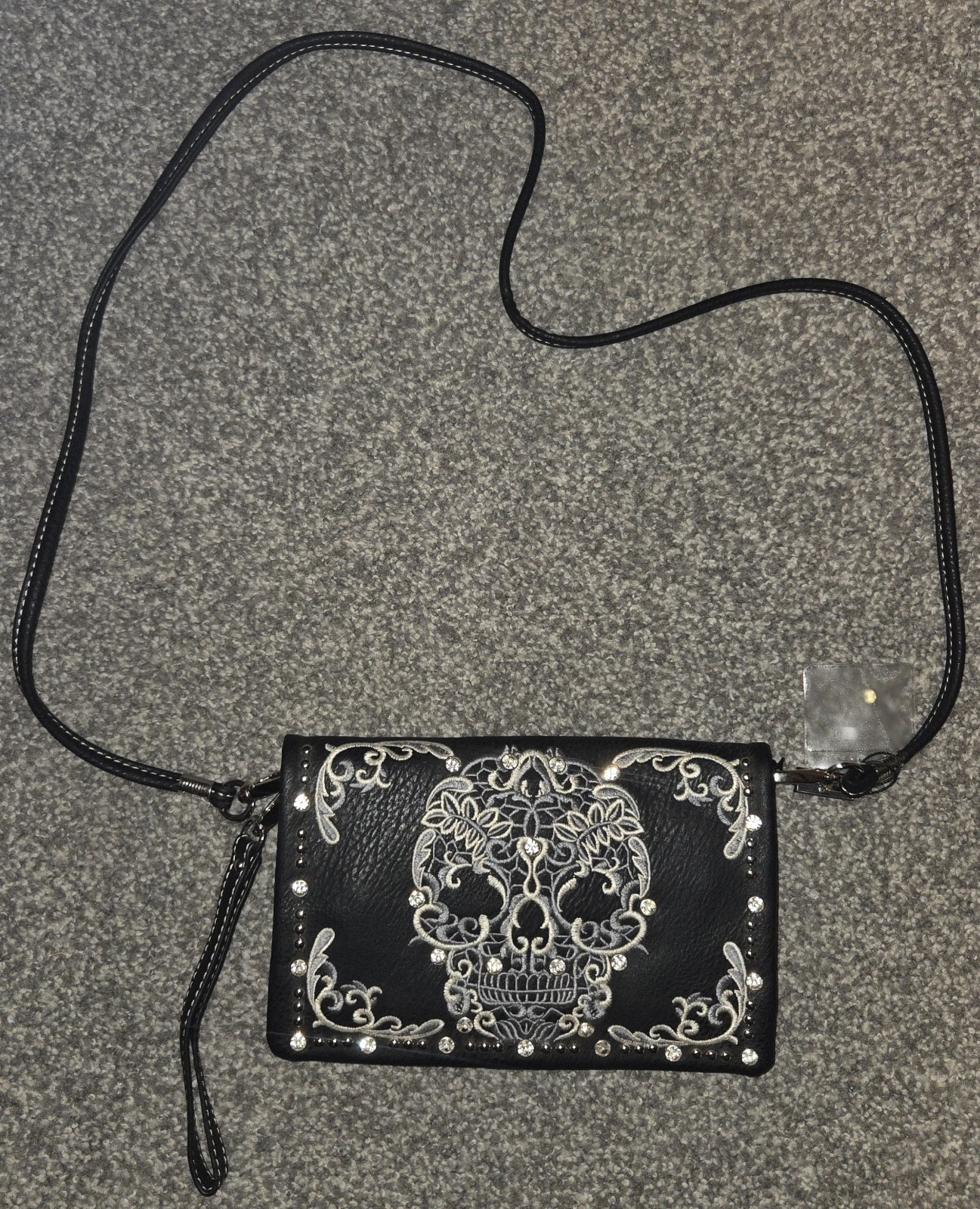 Montana West Crossbody/wrisklet Wallet . Suger Skull Laced