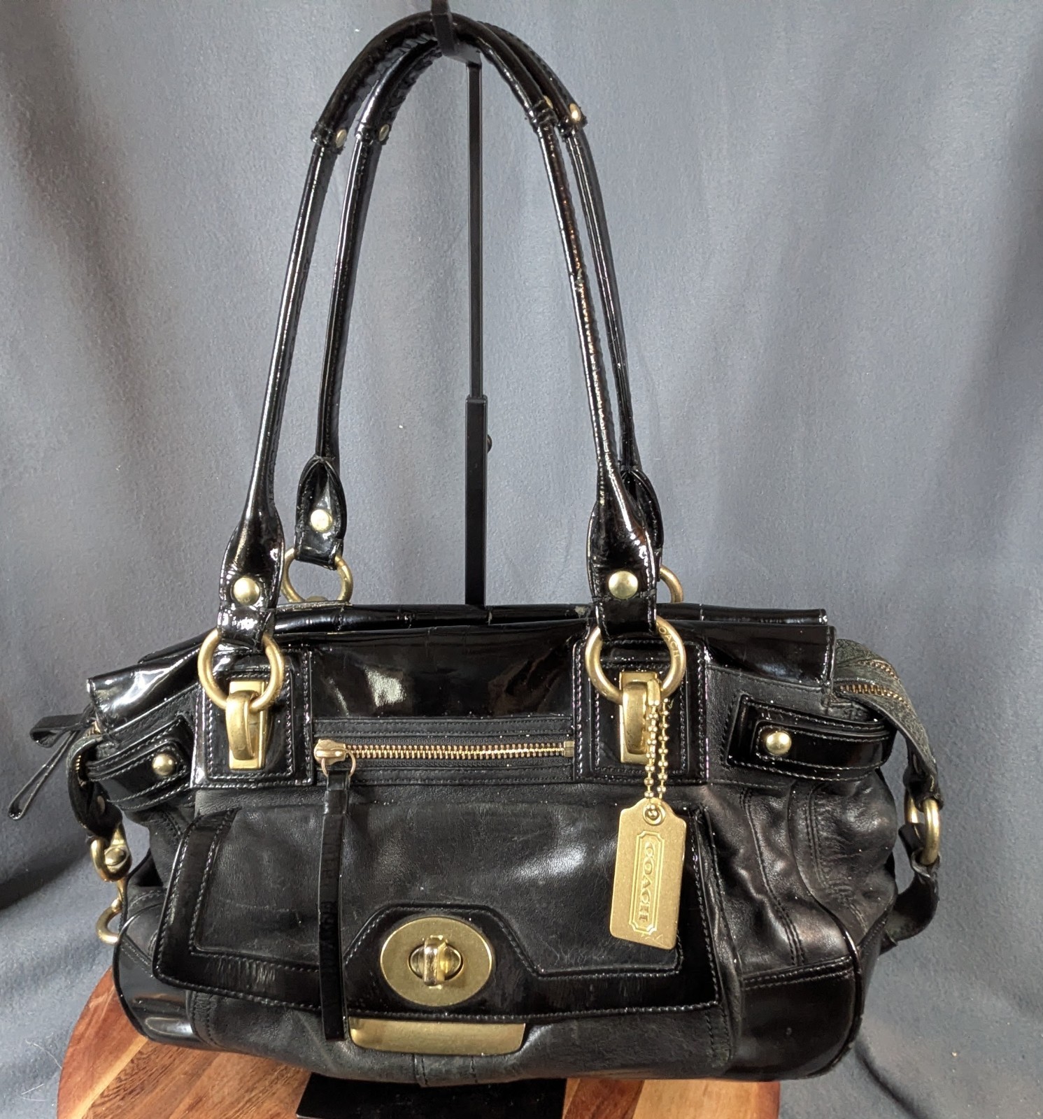 Coach Ltd Ed Penelope Spectator Black Leather Satchel Tote Bag