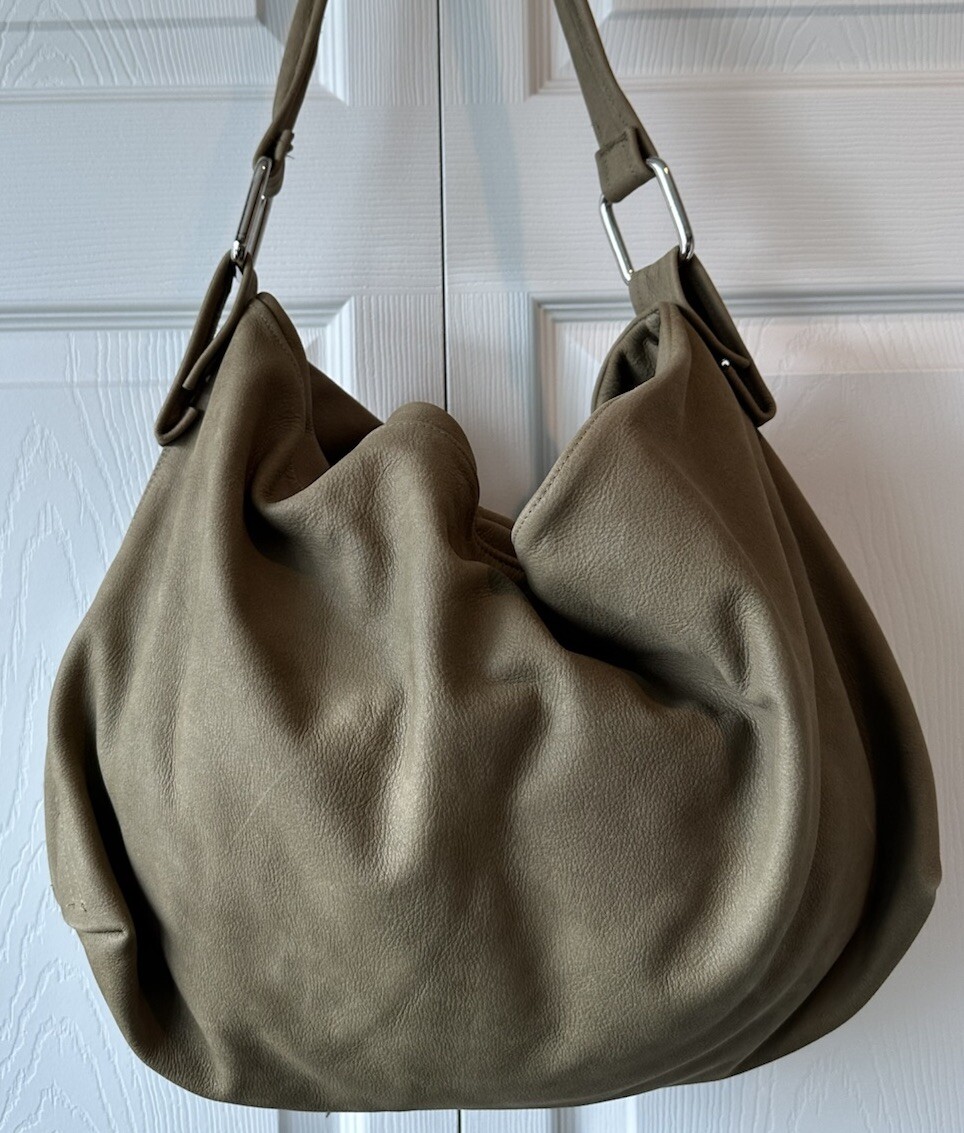 Jensliker Portland Large Faux Suede Moss Green Shoulder Bag Tote Purse (flaw)
