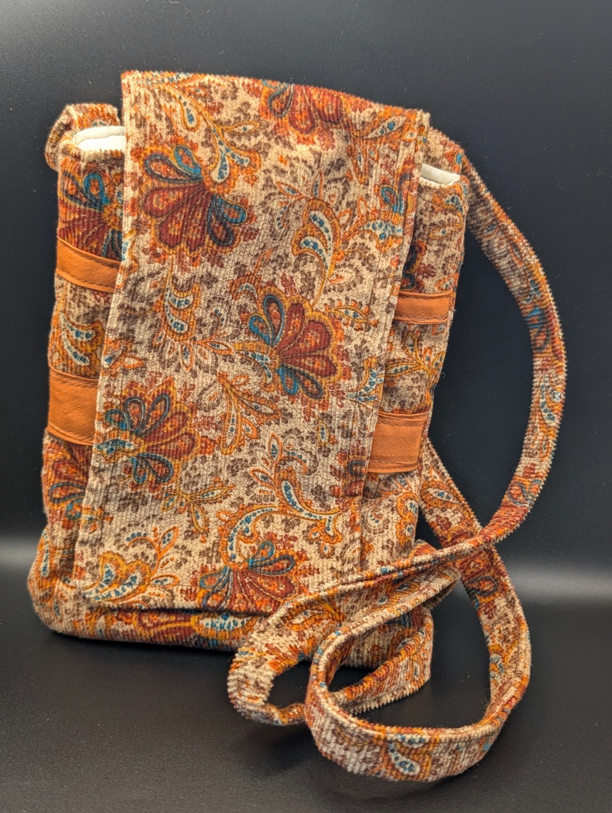 Boho Paisley Corduroy Crossbody Bag – Compact Travel Pouch
