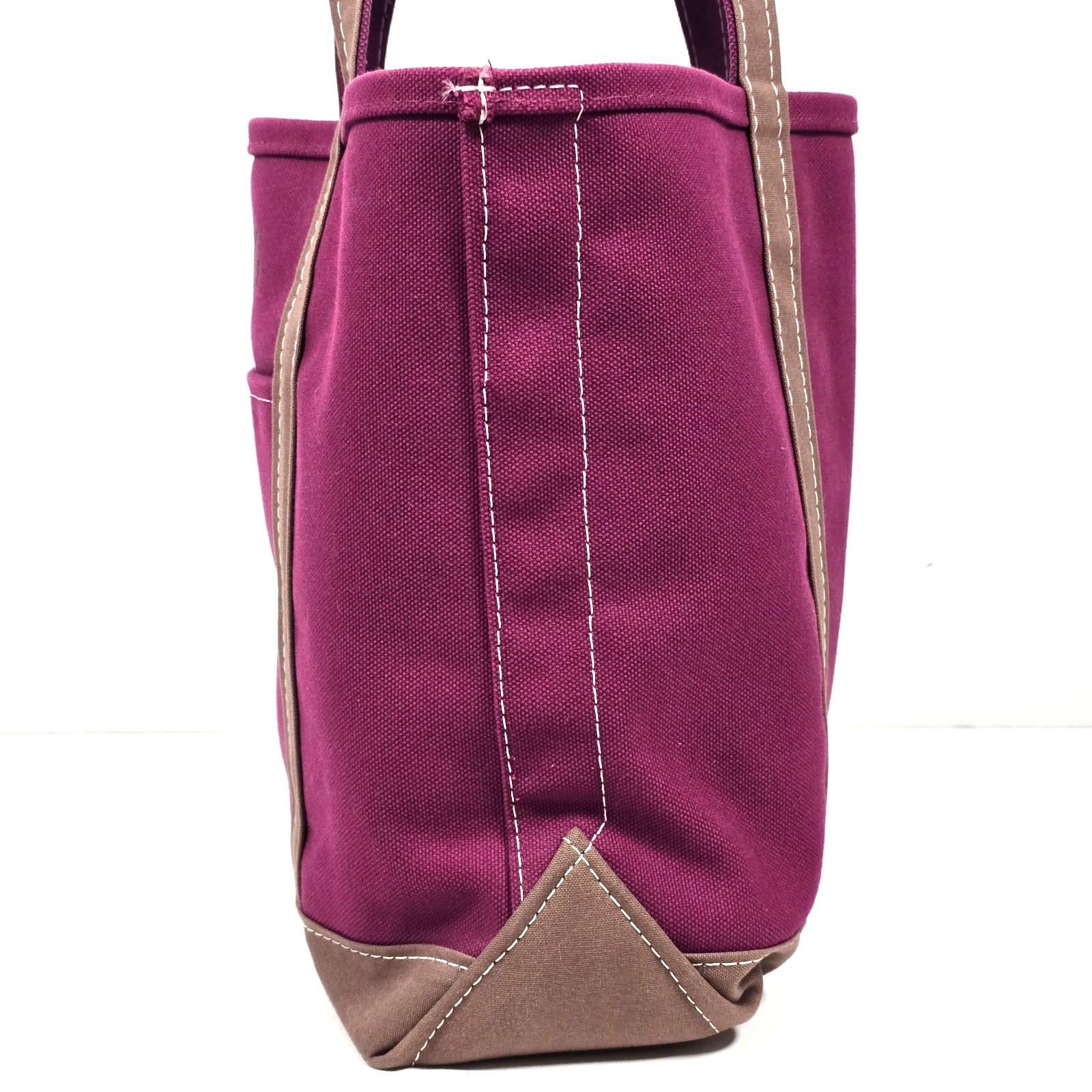 LL BEAN BOAT AND TOTE CLASSIC OPEN TOP MAGENTA / BROWN HEAVY CANVAS 90s USA VTG