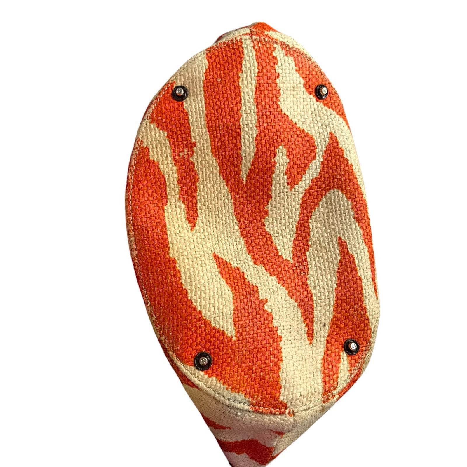 Kate Spade Wicker and Rope Tote Bag Orange Beige Zebra Print Beach Vacation