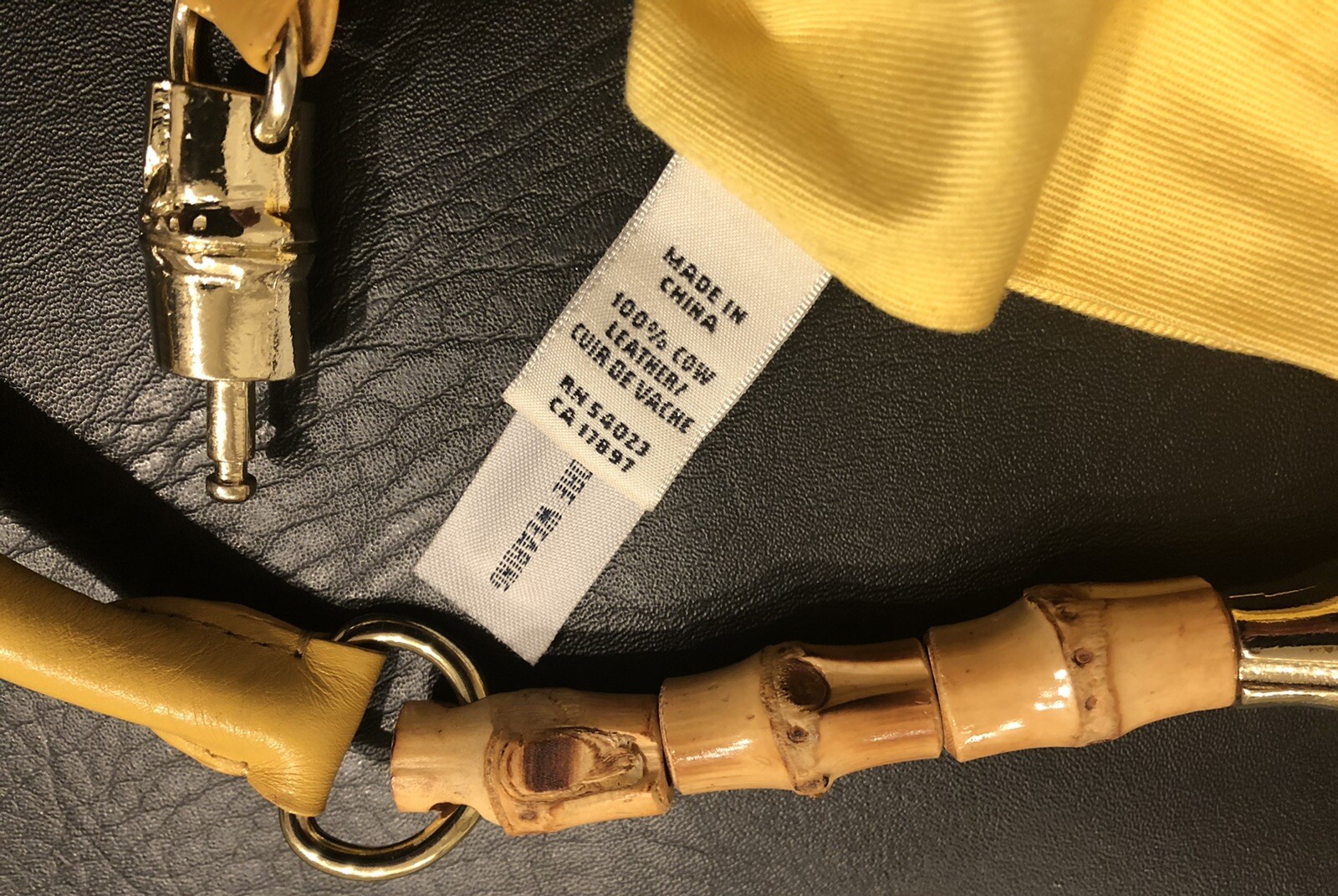 Banana Republic Yellow Genuine Cow Leather Purse – Bamboo Handle (Broken Lock)