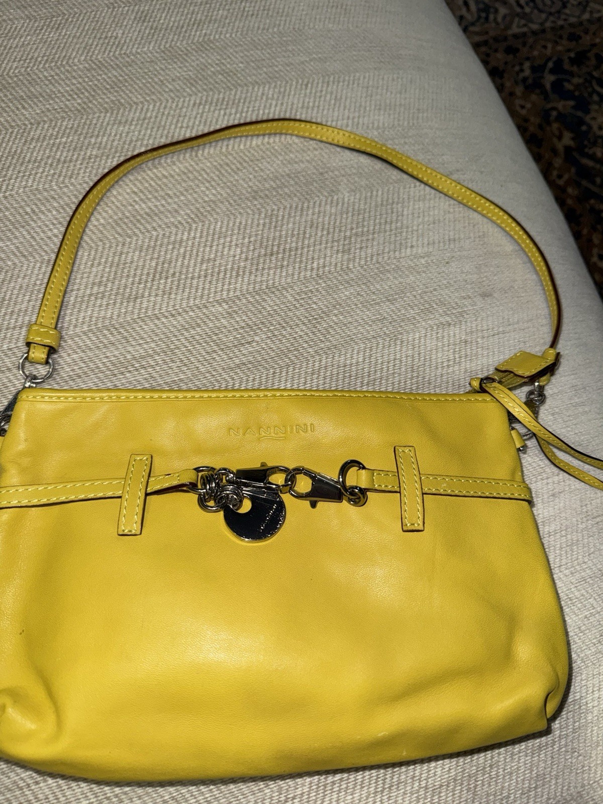 NANNINI LEATHER SMALL HABD SHOULDER BAG YELLOW MADE IN ITALY NEW