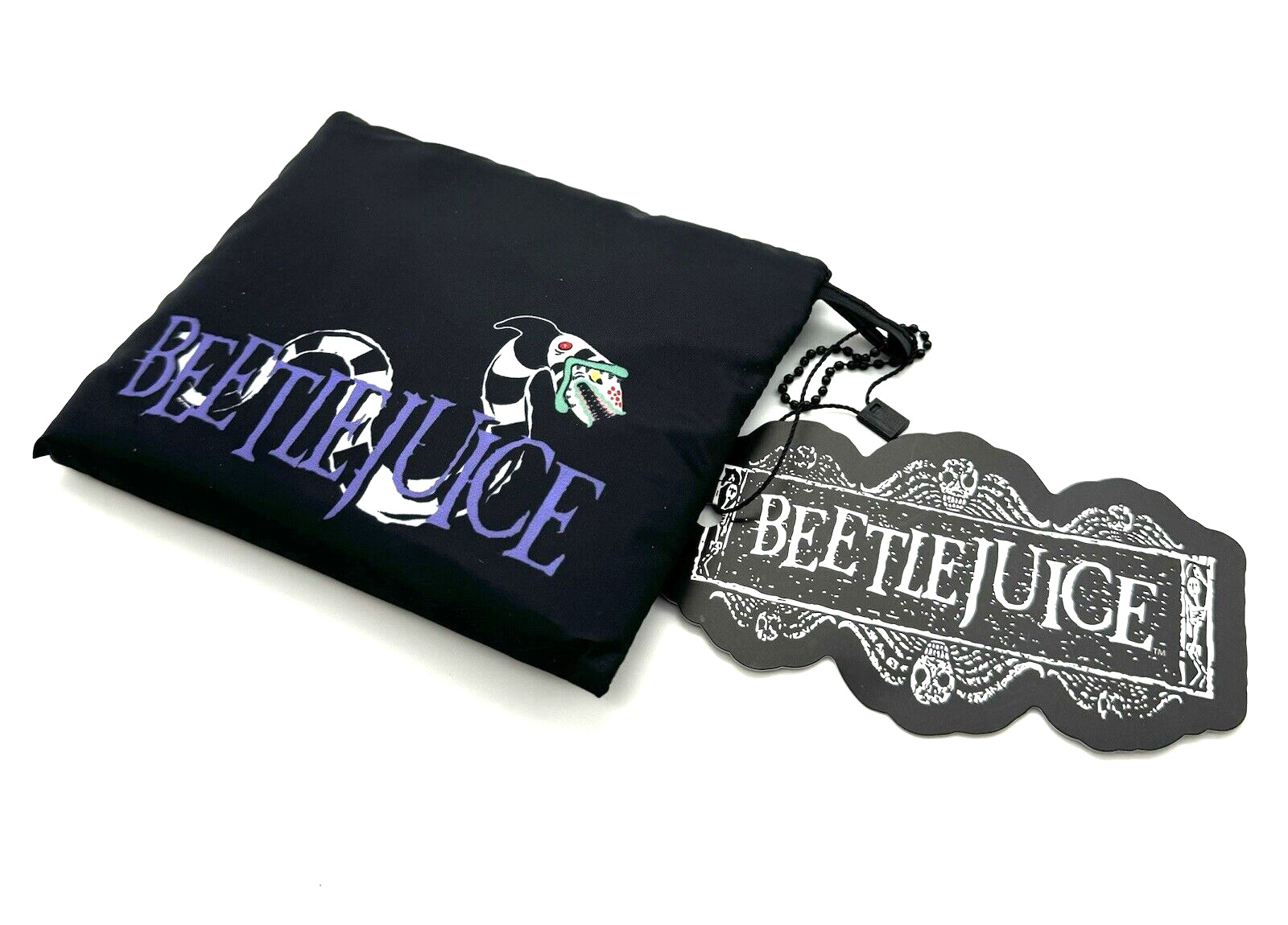 Beetlejuice Tote Bag 21.7 x 17.3 in. folds up and fits into small carry pouch