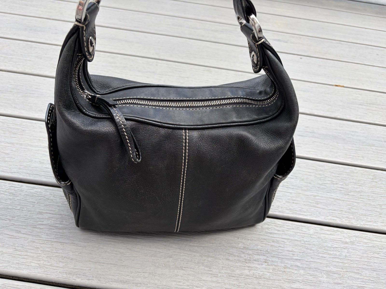 TOD’S Black Leather HOBO 87-09 Shoulder Bag 9×11 ITALY