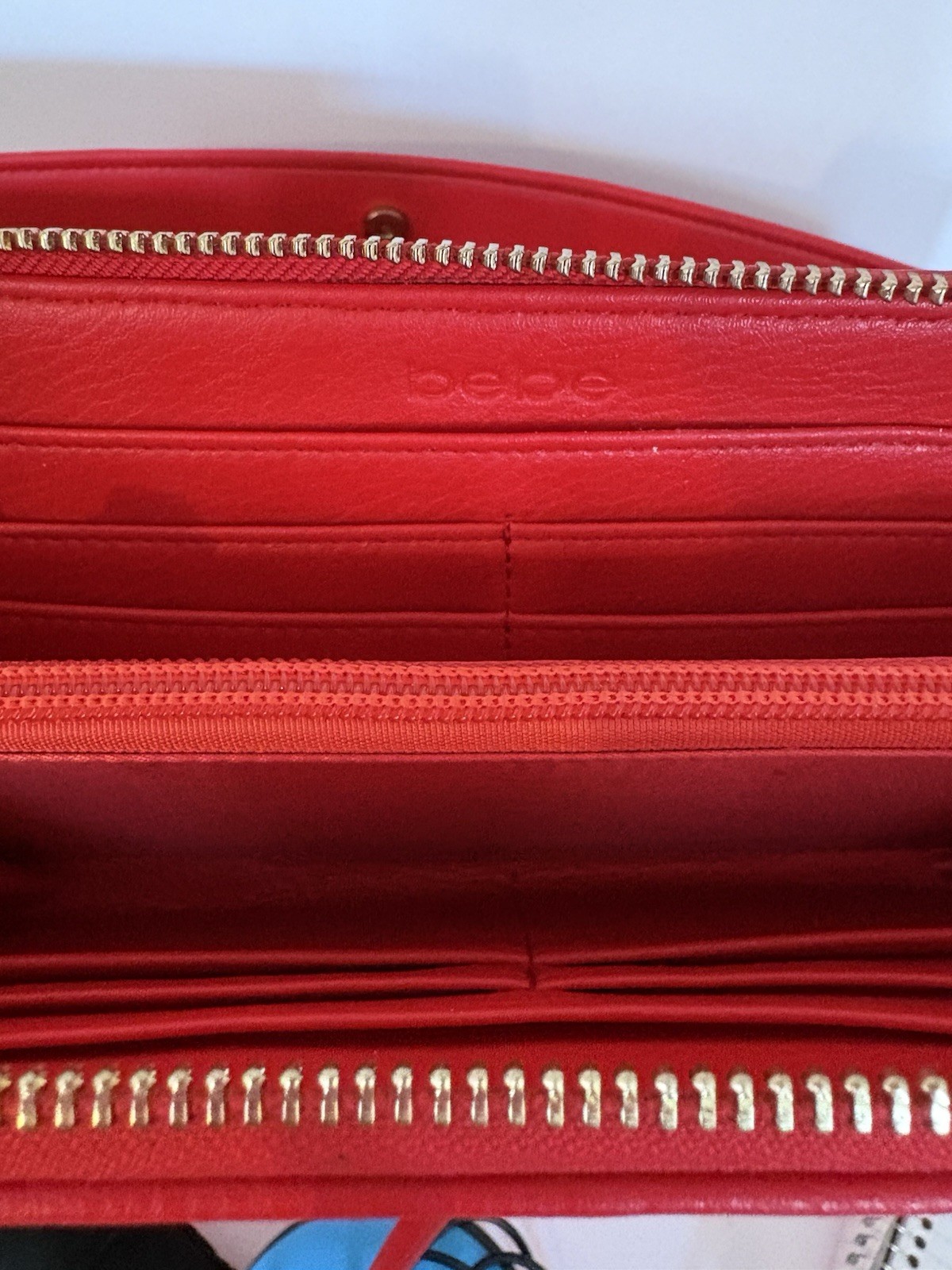 bebe Red Large Tote Handbag Purse Matching Zip Wallet Tassel 2 Strap