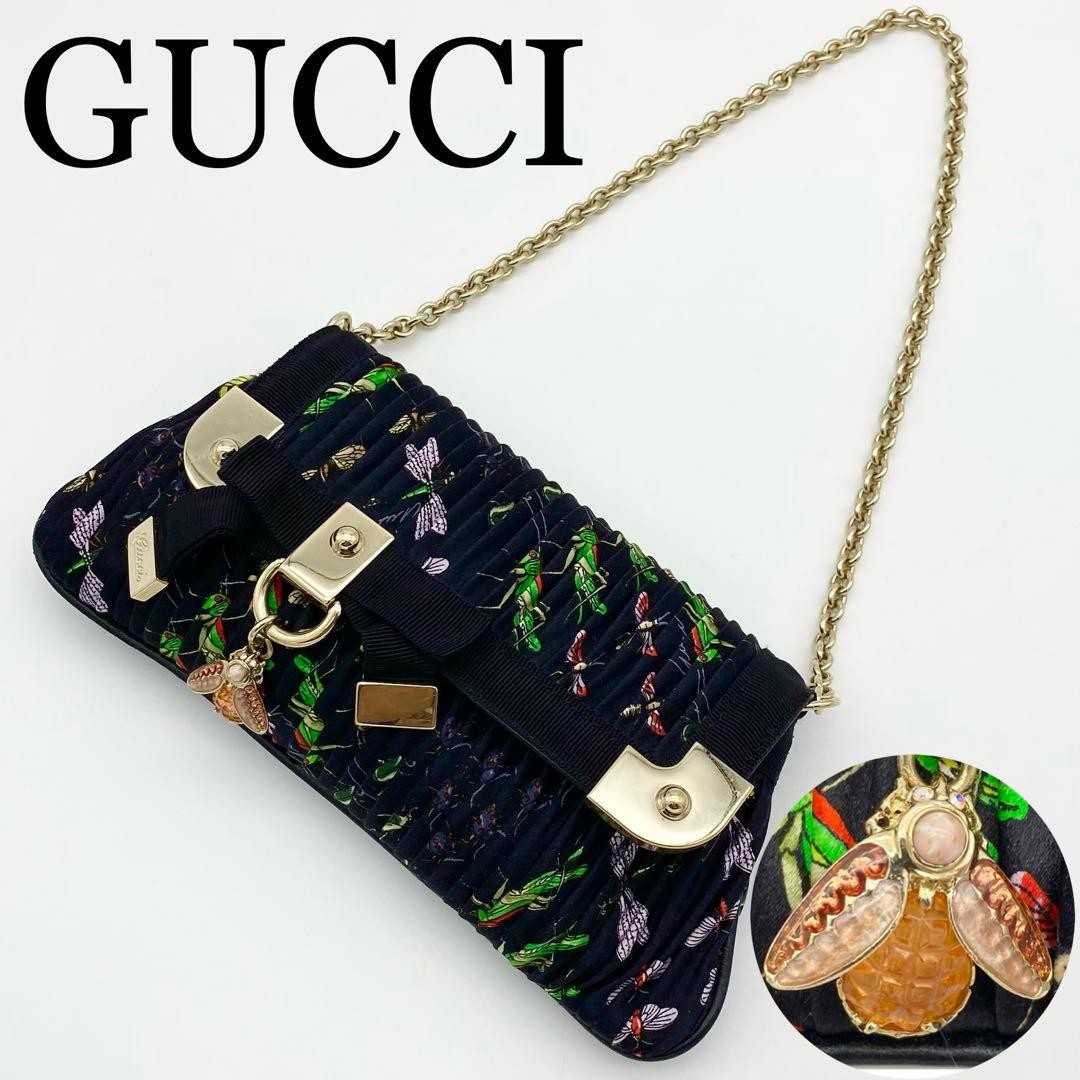 GUCCI Handbag Prince Evening Bag Bee Insect Pattern Chain
