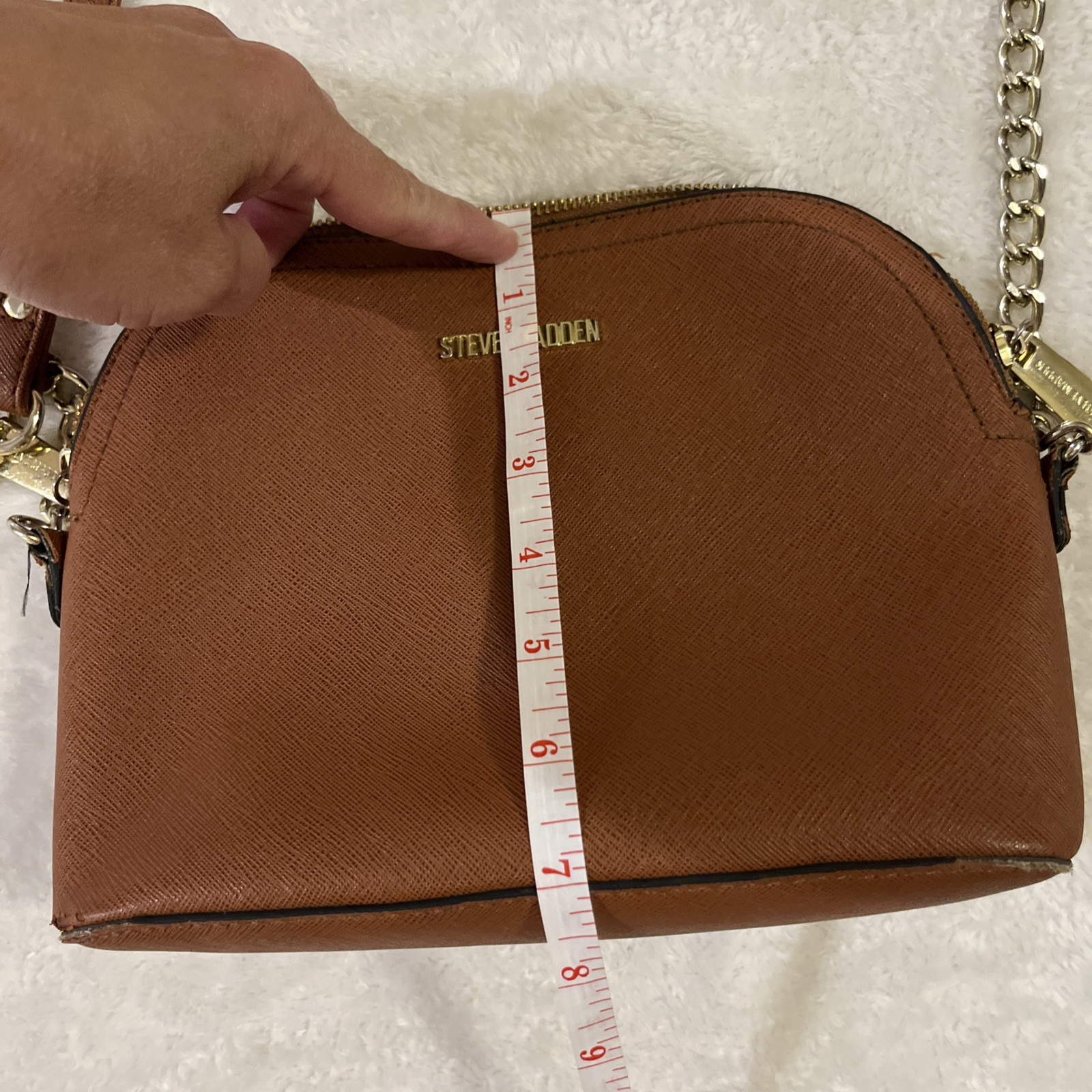 Brown Steve Madden Dome Crossbody Purse Gold Accents BMaggie Handbag