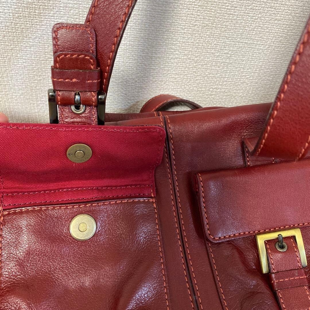 TSUCHIYA KABAN Shoulder Bag Leather Red Vintage Authentic From Japan