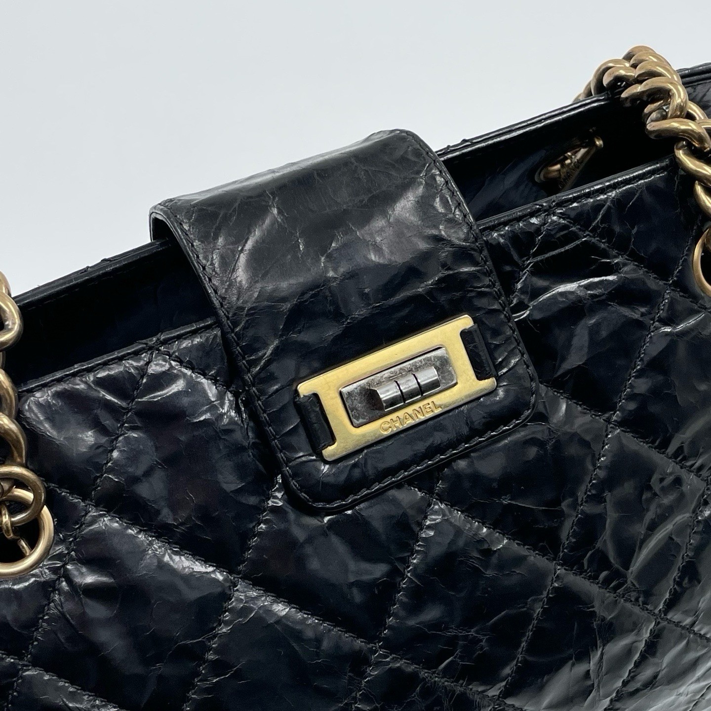 Chanel Tote Leather 2.55 Reissue Calfskin Chain Black Shoulder Bag 032306