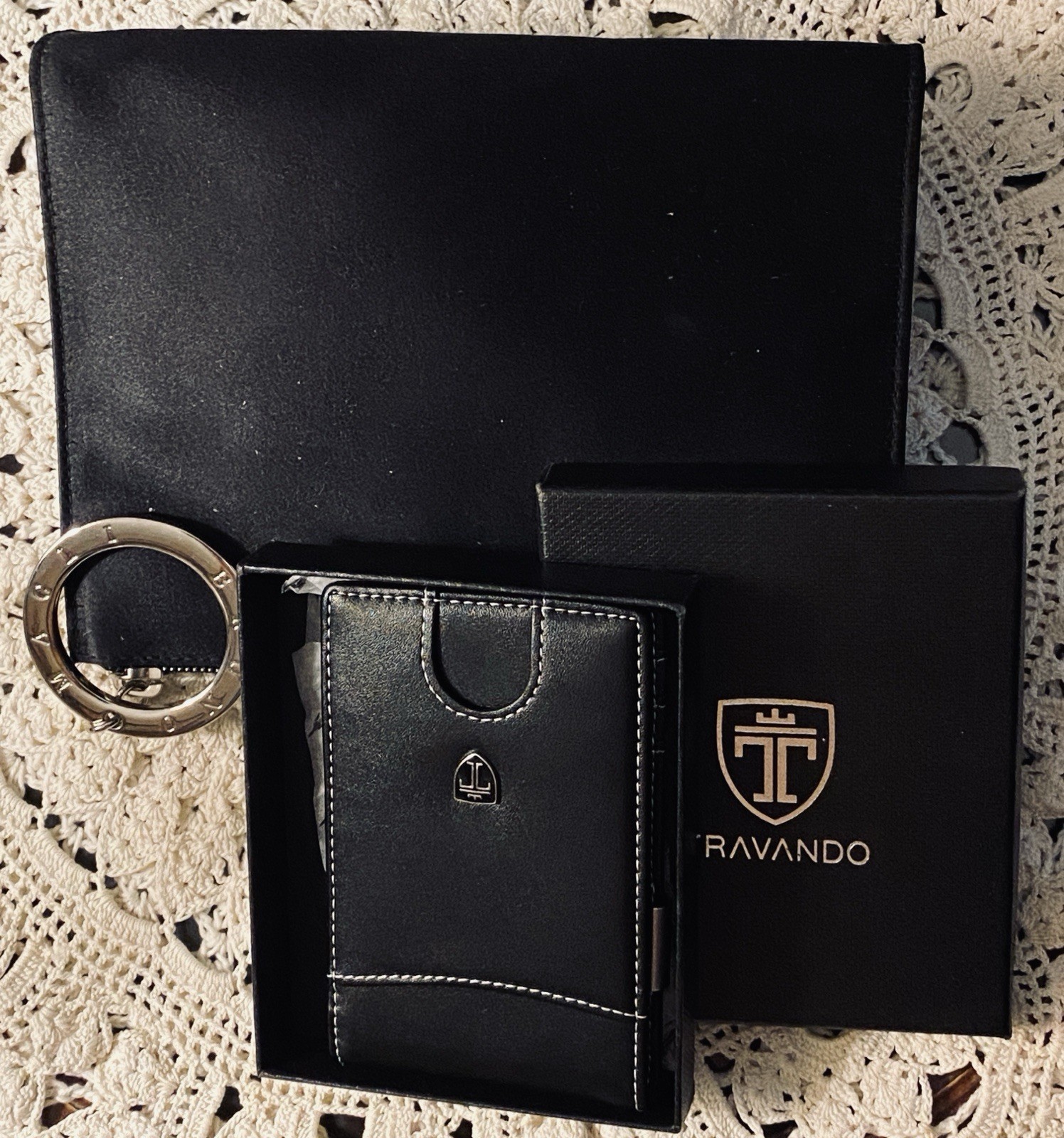 Set Of 2 Bruno Magli Satin Black Clutch Made In Italy & Travando Leather Wallet
