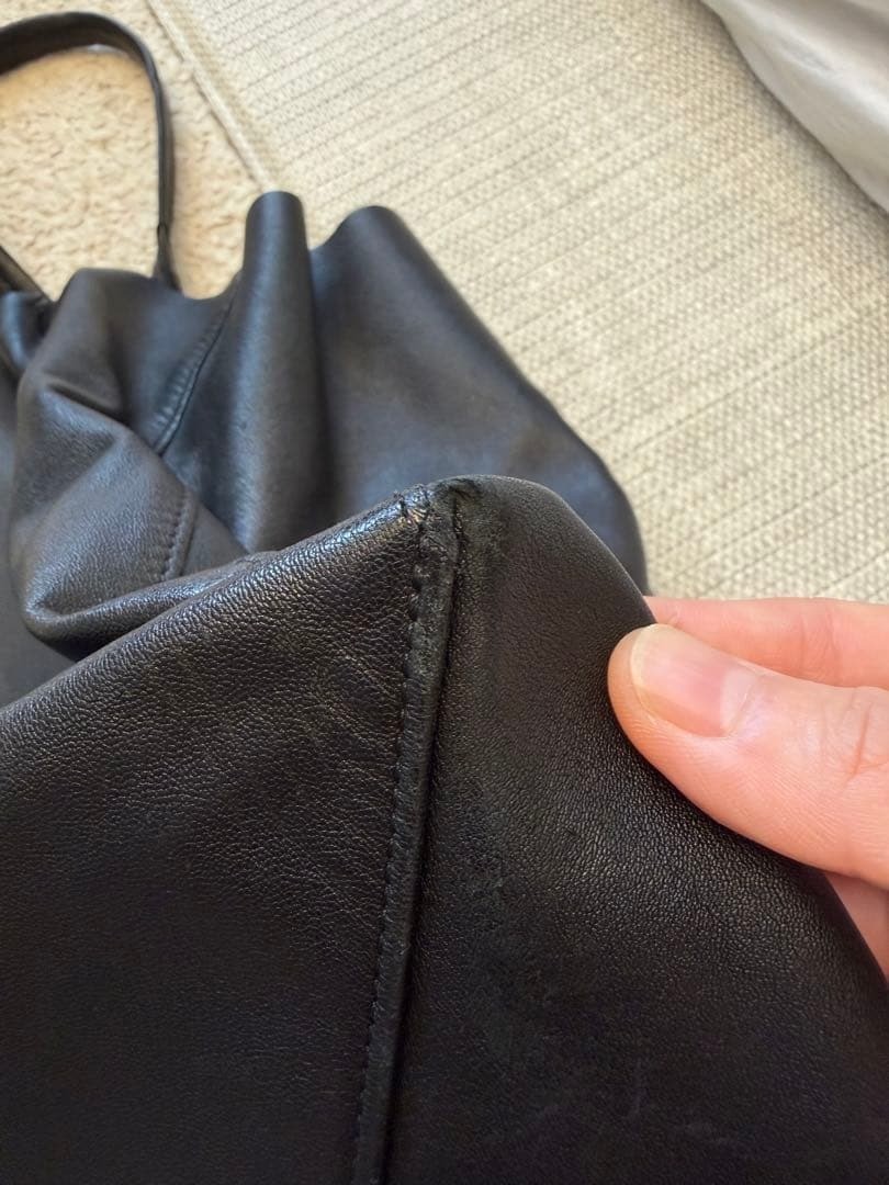 CELINE Horizontal Cabas Black Leather Tote Bag Phoebe Philo Era Handle Tear Used