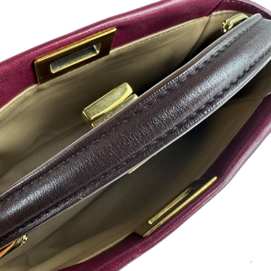 FENDI Bag: Peekaboo Mini 8BN244-68H Wine Red Brown W23H19D10cm w/strap;