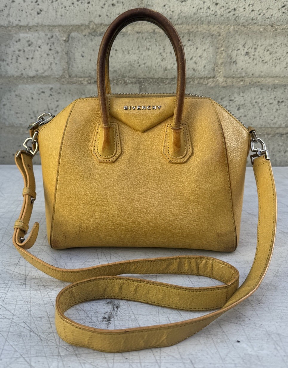 GIVENCHY Antigona Hand Bag 2WAY Shoulder Bag Hand Bag leather Yellow Women USED