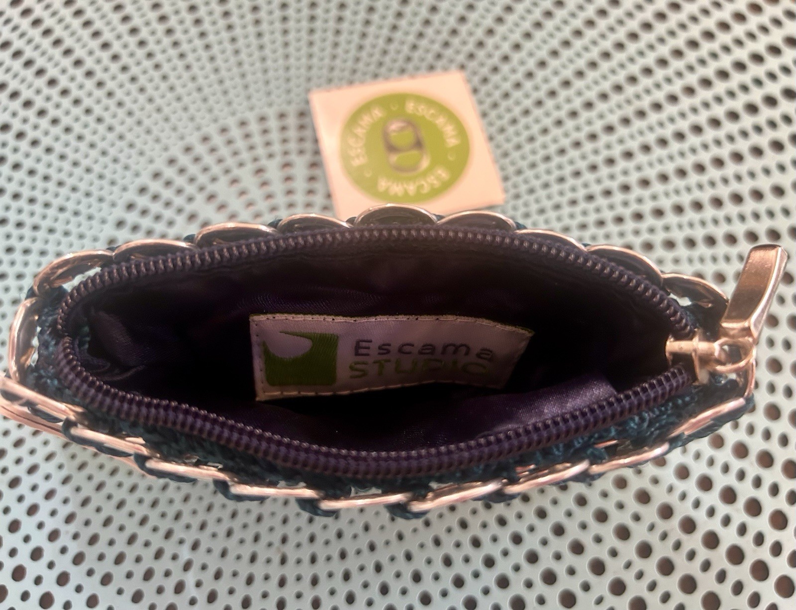 Escama Studio Upcycled Soda Pop Can Pull Tab Zip Clutch Bag Pouch Handmade NWT