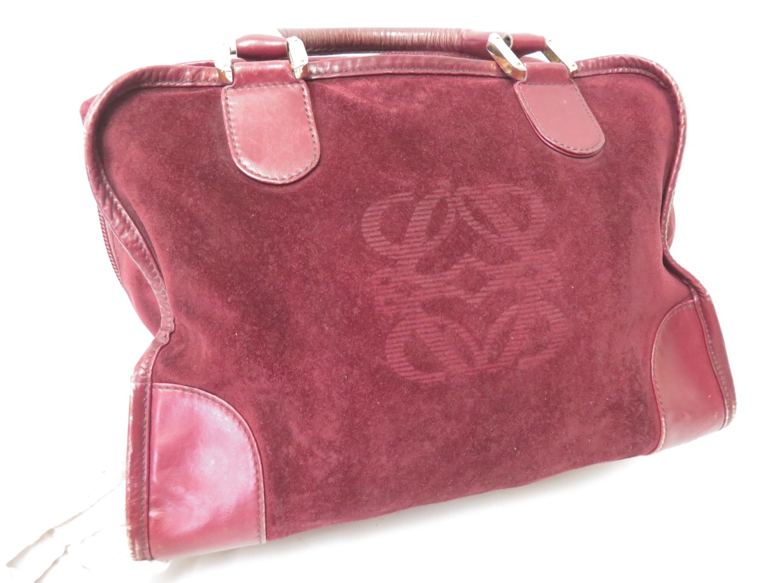 Authentic LOEWE Amazona 32 Suede Leather Hand Bag S#52678