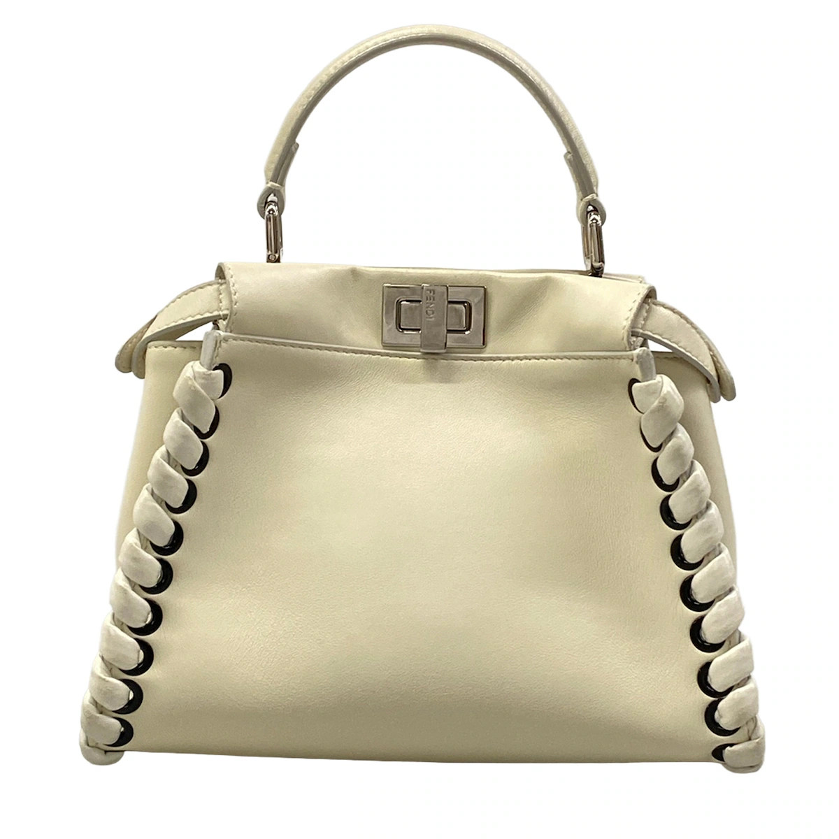FENDI Peekaboo Iconic Small 8BN244 White Leather Handbag