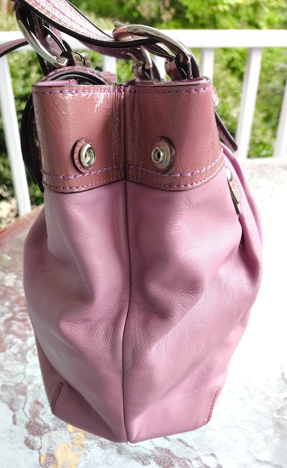 Coach MEDIUM F15045 Vintage Mauve Pink Soho Y2K Pleated Leather Tote